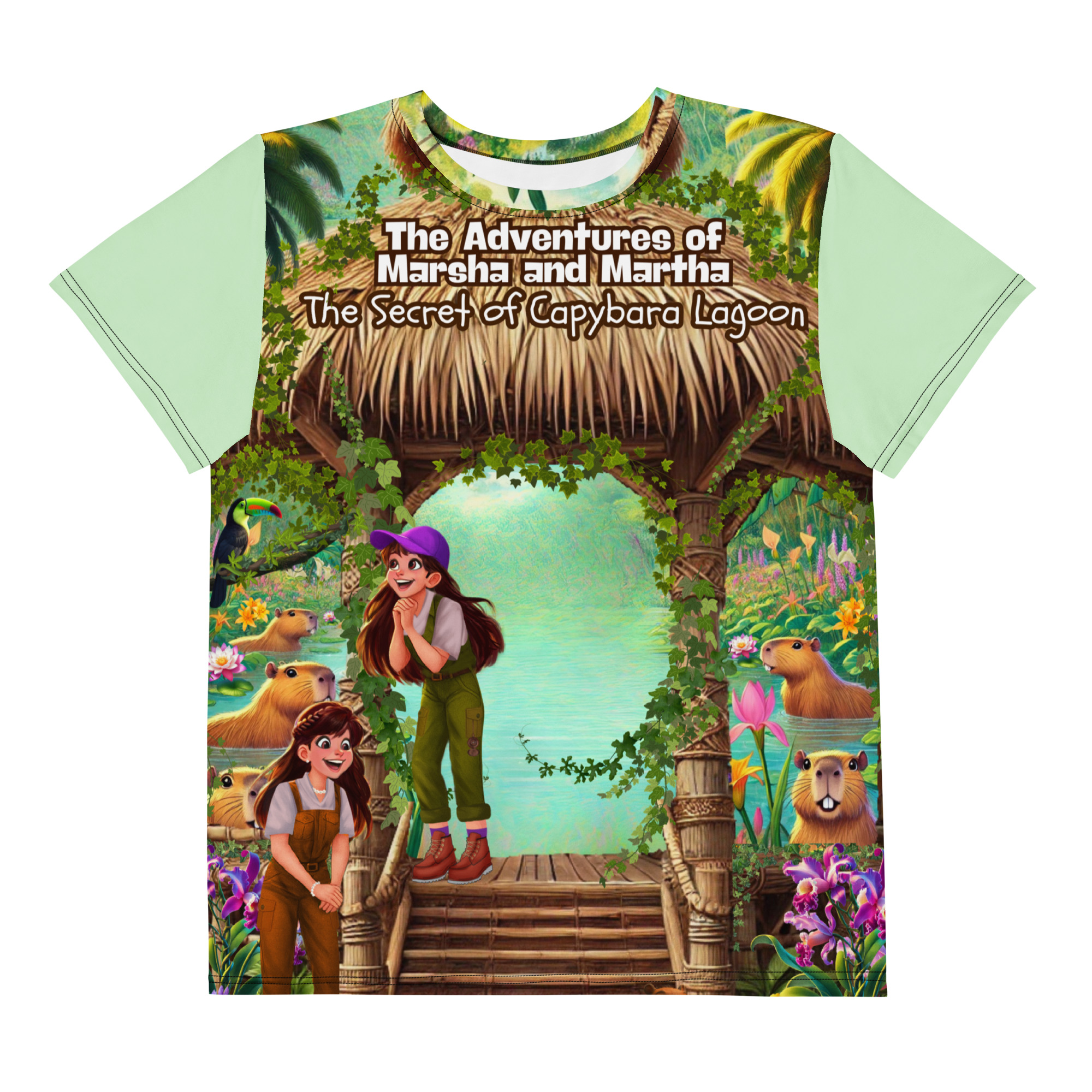 The Capybara's Lagoon Neck T-Shirt - Image 3