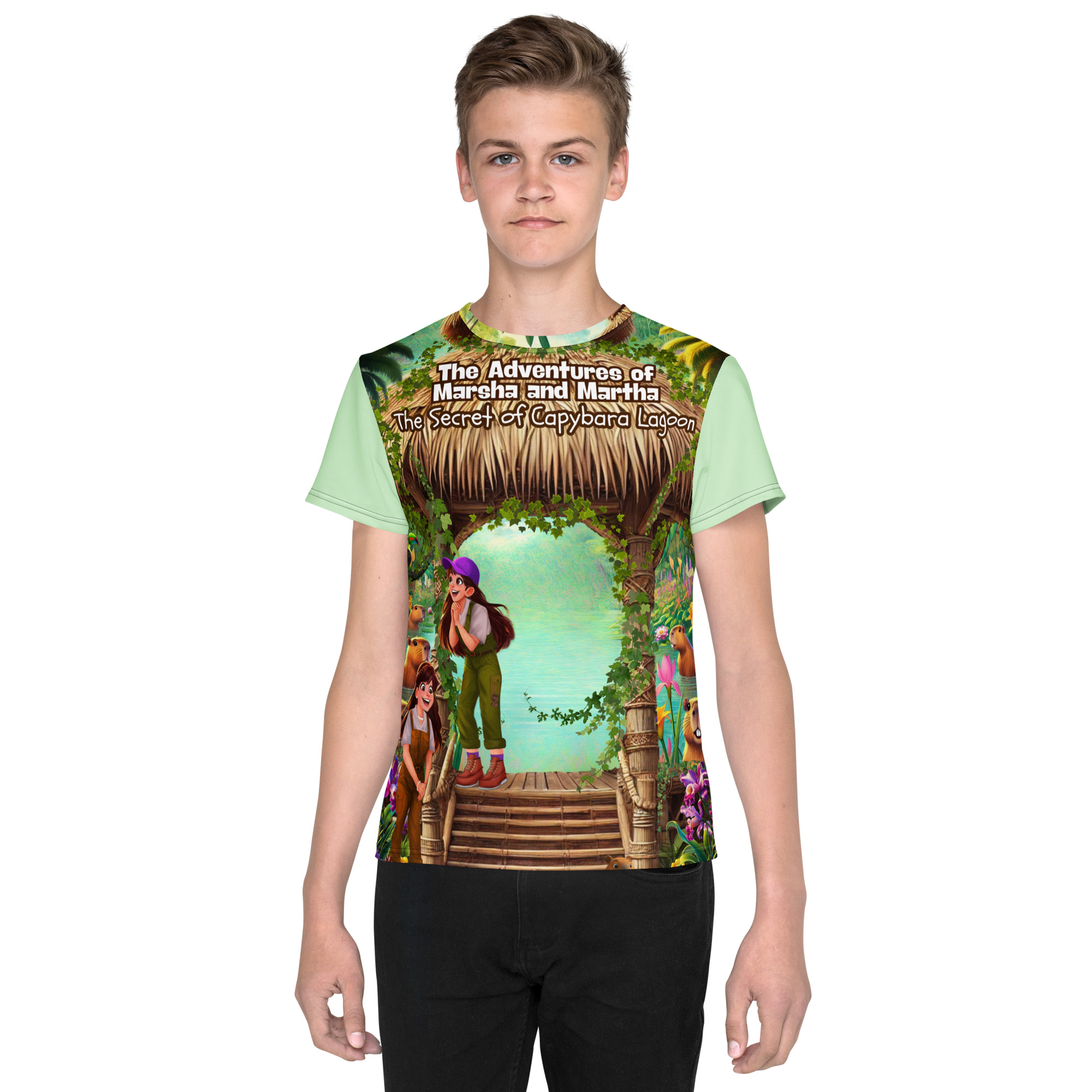 The Capybara's Lagoon Neck T-Shirt - Image 4
