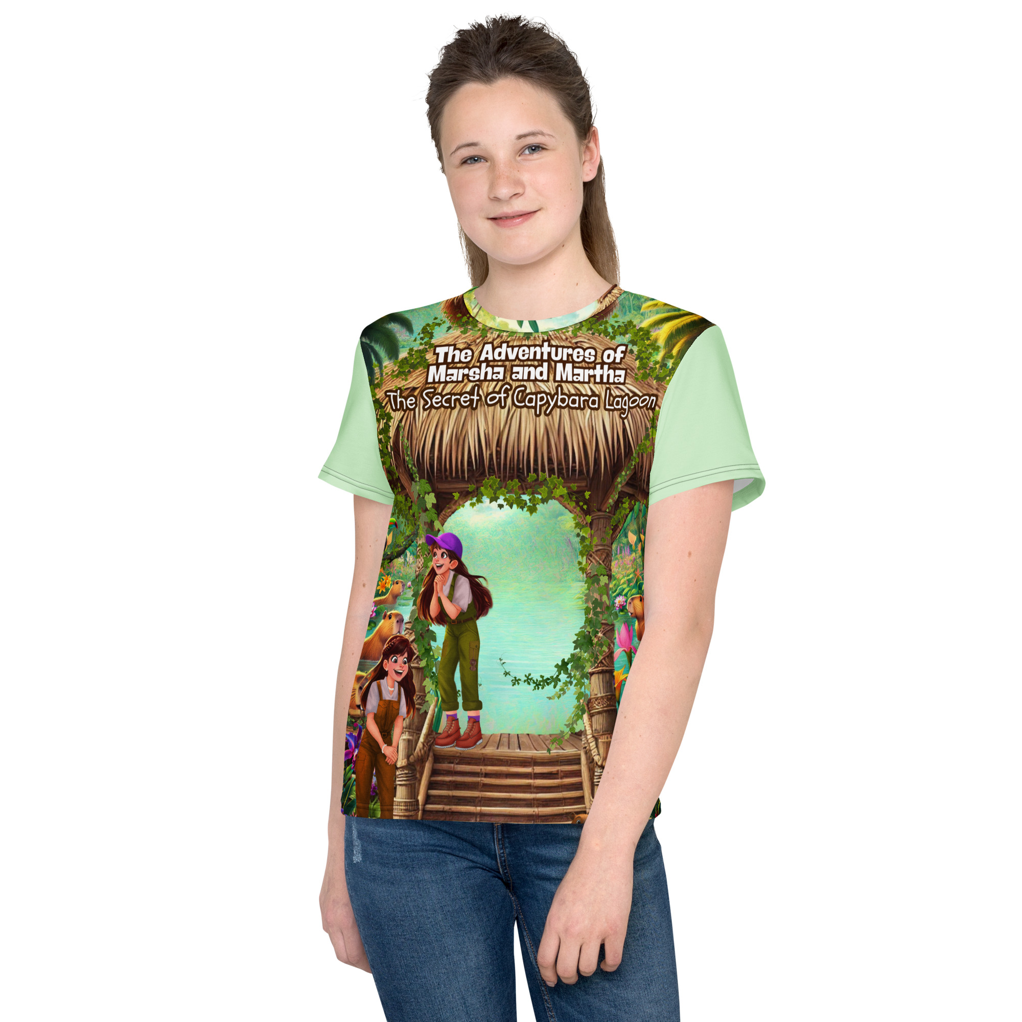 The Capybara's Lagoon Neck T-Shirt - Image 12