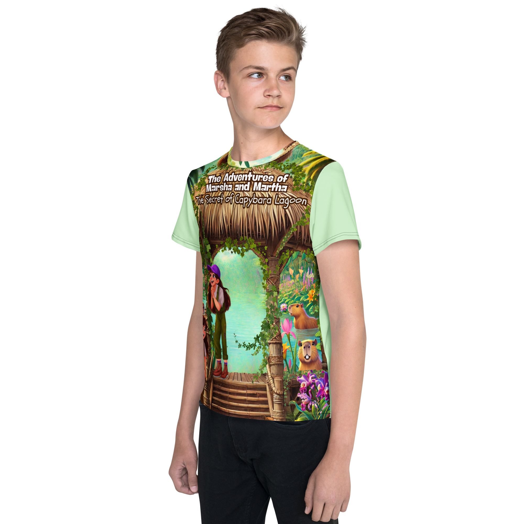 The Capybara's Lagoon Neck T-Shirt - Image 10